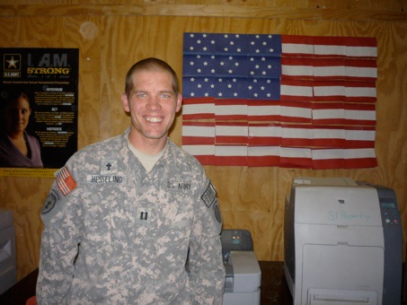 ME! In front of a "flag of cards" from the kids at the Verona, WI Grade School.