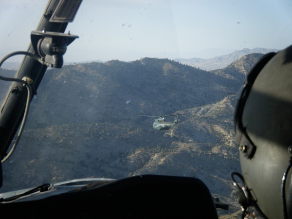 The view from the Cockpit, you can see another PAW bird flying tandem.