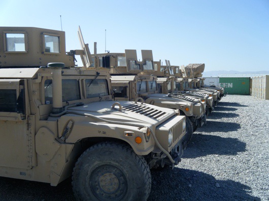 Humvees all lined up...