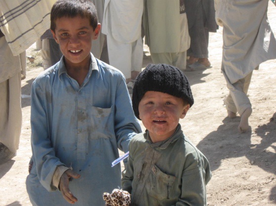 Brothers with their Humanitarian Aid gifts,