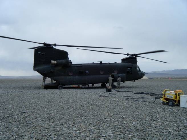 A Chinook refueling